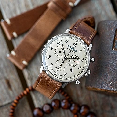 hemsut h 21mm Leather Watch Bands for Men, Thin Soft Horween Leather Watch Strap Quick Release Vintage Watch Wrap
