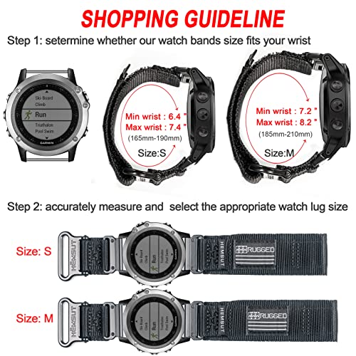 Nylon Sports Watch Band, 22mm Military Strap Compatible with Garmin Fenix 8 47mm /7/7 Pro/6/6 Pro/5/5 Plus/E 47mm, MARQ Athlete/Golfer/Driver/Captain/Adventurer/Commander, Instinct 2/Crossover/Tacical/Esports/Tide, D2 Delta S/Descent G1, Approach S60/62/S