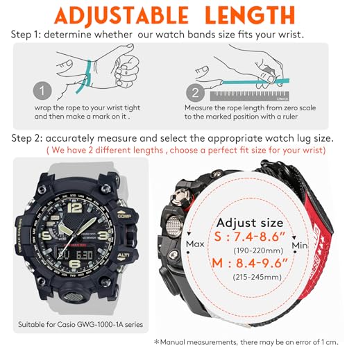 Watch Band Strap for Casio G-shock GWG-1000 GWG1000,Super Rugged Nylon Sports Strap