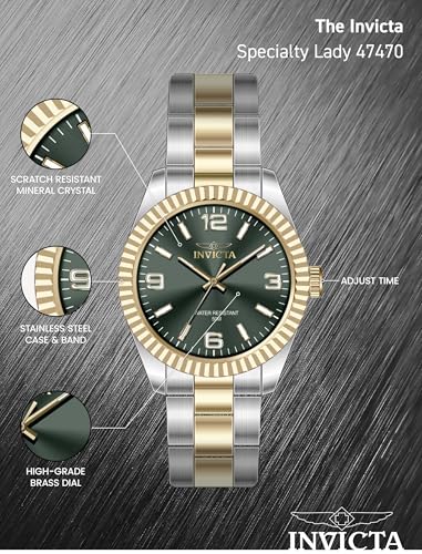 Invicta Women's 47470 Specialty Quartz 3 Hand Green Dial Watch