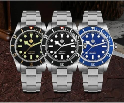 San Martin Watches for Men - NH35 Movement Automatic Dive Watch SN008GD 40mm Mens Watch 20Bar Waterproof Sapphire Crystal Luminous Mechanical Wristwatch (Blue/ SN008D)