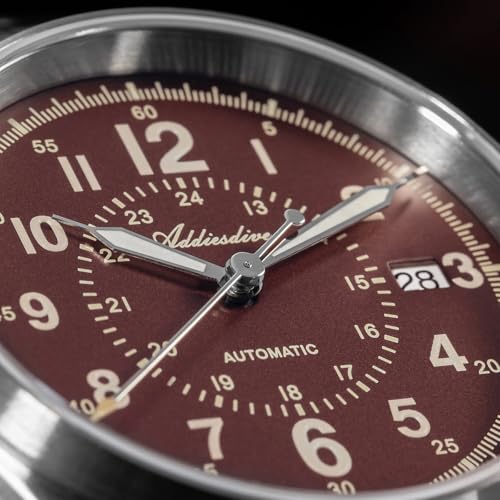 ADDIESDIVE Automatic Field Watch Sapphire Crystal NH35A Movement 200 M Waterproof BGW9 Luminous Vintage Matte Brown Dial
