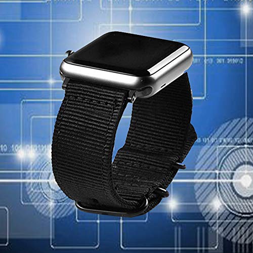 CNYMANY 24mm Universal Ballistic Watch Band, Nylon Canvas Woven Loop Replacement Strap Wristband Buckle Fastener Adjustable Closure for Smart-watch Sport Fitness Tracker - Black