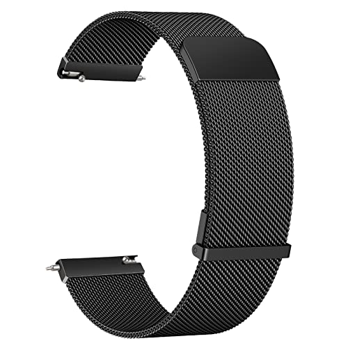 Meliya Metal Watch Bands, 20mm 22mm Quick Release Watch Strap, Stainless Steel Mesh Replacement band for Women Men (20mm, Black)