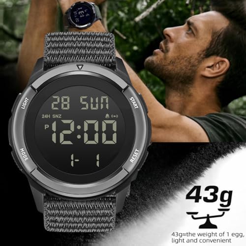 CakCity Digital Watch Military Watches for Men Black Tactical Waterproof Sports Men's Women's Wrist Watch with LED Backlight Stopwatch Nylon Band