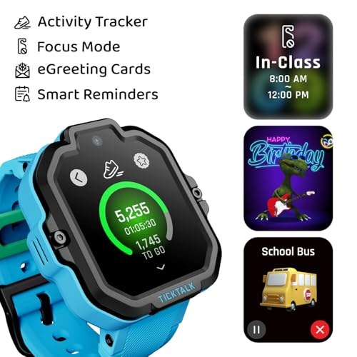 TickTalk 5 Kids Smart Watch with GPS Tracker, Voice & Video Calling, Texts, SOS & Parental Controls | Safe 4G LTE Smartwatch with Free Music, Reminders & School Mode for Boys & Girls Ages 3-12