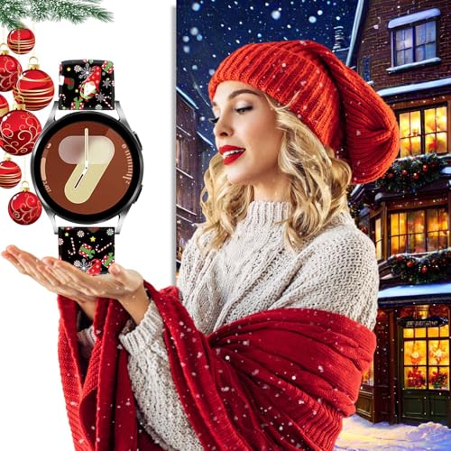 AYCQ 20mm Christmas Gnome Watch Band Compatible with SamsungGalaxy Watch 7/6/5/4 40mm 44mm/Watch 6 Classic 43mm 47mm/Watch 5 Pro 45mm/Watch 4 Classic/Active 2 Holiday Smartwatch Replacement Band