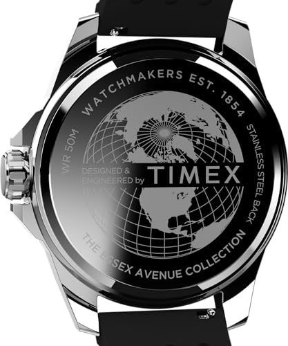 Timex Men's Essex 46mm Watch - Black Strap Black Dial Silver-Tone Case