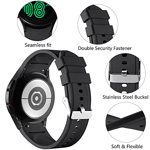 Lerobo No Gap Band Compatible with Samsung Galaxy Watch 7 6 5 Band 40mm 44mm/Galaxy Watch 4 Classic Bands 46mm 42mm/Watch 5 Pro 45mm,20mm Sport Strap Wristband for Men Women Black