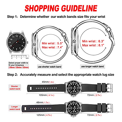 Hemsut Silicone Watch Bands, 18mm 20mm 22mm Quick Release Rubber Watch Strap for Men Women Soft Replacement, 10 Colors for Choose