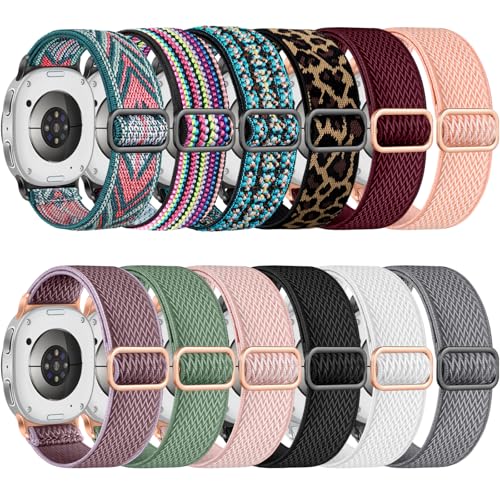 Easuny 12 Pack Stretchy Bands Compatible with Samsung Galaxy Watch 8 Band 40mm 44mm, Samsung Galaxy Watch 8 Classic 46mm Loop, Elastic Nylon Fabric No Gap Sport Strap Replacement for Women Men