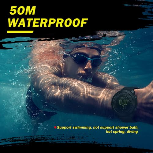 AVTREK Men's Outdoor Sport Digital Wrist Watch Multifunctional Watch Swimming Military Army Watches Altimeter Barometer Compass Waterproof 50m (Green)