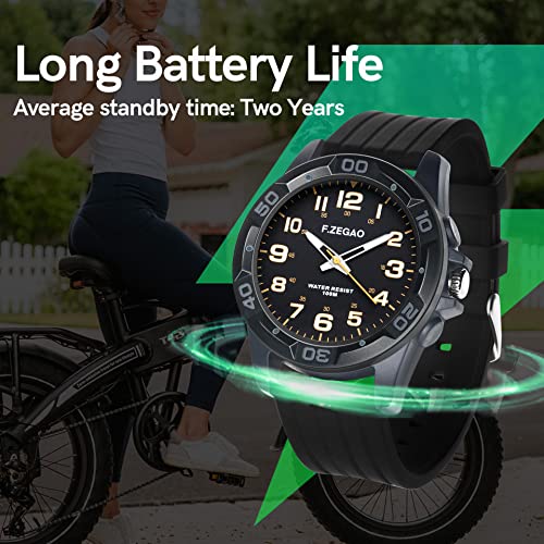 F.ZEGAO Waterproof Watch for Swimming, 100M Easy Read Free Diving Watch, Unisex Second Hand Diver Analog Watch Men with Large Face, 45mm Diameter