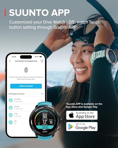 SUUNTO D5 Dive Computer with Color Screen and Exchangeable Straps, Aqua Blue
