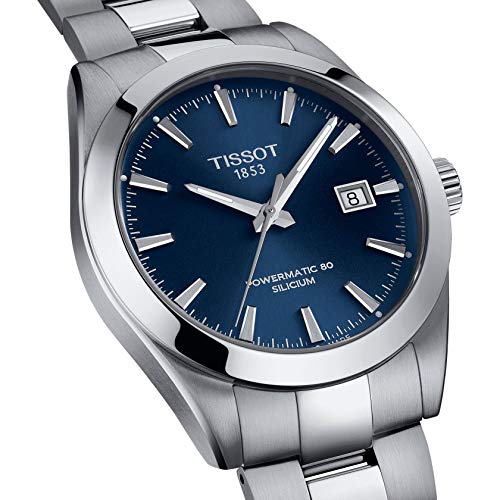 Tissot mens Gentleman Stainless Steel Dress Watch Grey T1274071104100