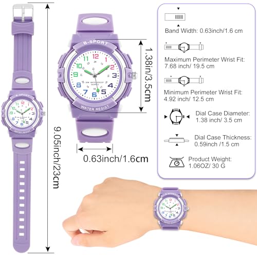 Juboos Kids Analog Watch, Childrens Waterproof Quartz Watch for 5-14 Years Old Boys Girls Time Teaching Sports Outdoor Wirstwatch