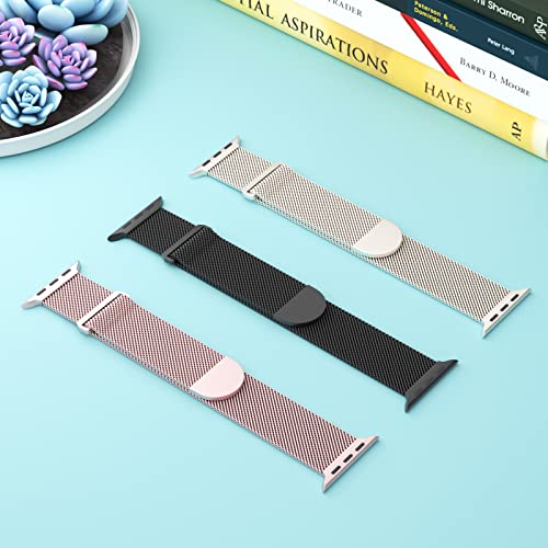 3 Pack Mesh Metal Band Compatible with Apple Watch Band 38mm 40mm 41mm 42mm 44mm 45mm 46mm 49mm, Stainless Steel Magnetic Loop Strap for iWatch Ultra 3 2 1 Series 11/10/9/8/SE/7/6/5/4/3 Men Women