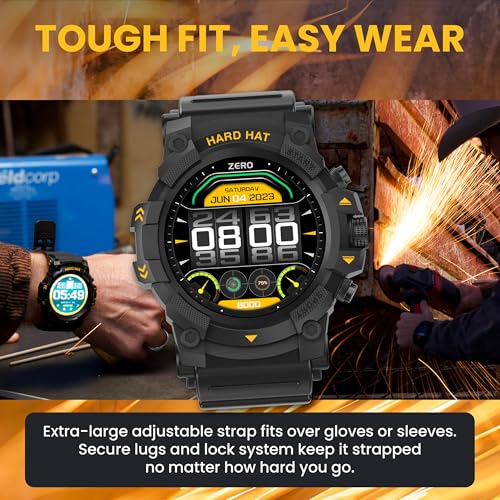 Hard Hat Watches – Big Rig Rugged Smart Watch for Men, 5ATM Waterproof Watch, Dual-Band GPS Tracker, 2-Week Battery, Gorilla Glass, Workout and Fitness Tracker with Heart Rate Monitor and Pedometer