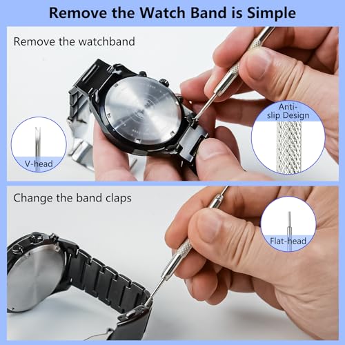 Zistel Watch Repair Kit + Watch Press, Watches Band Link Pin Set with Carrying Case, Watch Battery Replacement Tool Kit, Watch Tools with Spring Bar Tool