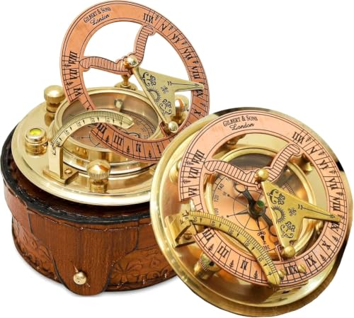NETAEX Antique Brass & Copper Sundial Compass, Gift Sun Clock Ship Replica Watch Brass Compass Gift for Men - Nautical Gifts for Men, Best Anniversary Vintage Gifts