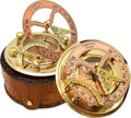 NETAEX Antique Brass & Copper Sundial Compass, Gift Sun Clock Ship Replica Watch Brass Compass Gift for Men - Nautical Gifts for Men, Best Anniversary Vintage Gifts