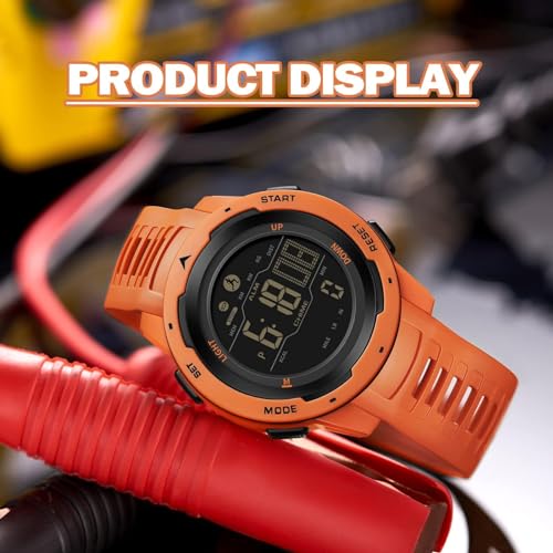 findtime Men's Digital Watch Waterproof Pedometer Watches Sport Watch Step Counter Calorie Military Watch with Stopwatch Alarm LED Backlight Countdown