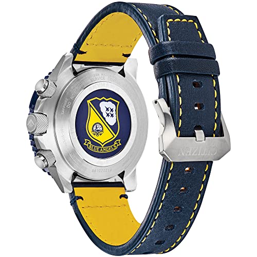 Citizen Men's Eco-Drive Promaster Air Skyhawk Atomic Time Keeping Pilot Watch in Stainless Steel with Blue Leather Strap, Blue Dial (Model: JY8078-01L)