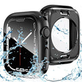 Goton 2 in 1 Waterproof Case for Apple Watch Series 9 8 7 Screen Protector 45mm, 360 Protective Glass Face Cover Hard PC Bumper + Back Frame for iWatch Accessories 45 mm