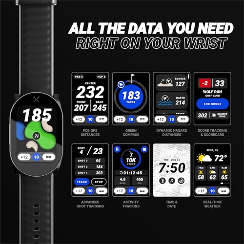 Blue Tees Golf Playmaker+ GPS Golf Watch with AMOLED Touch Screen Display | 42,000+ Preloaded Courses, Advanced Shot Tracking & Dynamic GPS Distances, Real Time Weather & Course View, IP67 Waterproof