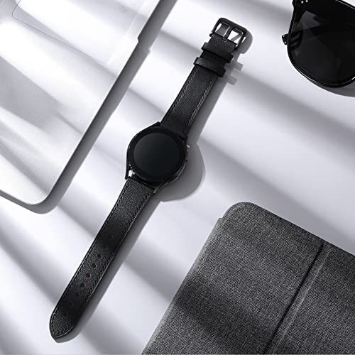 GEAK Leather Band Compatible with Samsung Galaxy Watch 7 40mm 44mm, Galaxy Watch 6 5 4 44mm 40mm, Galaxy Watch 4 Classic 46mm 42mm, Watch 3 41mm, 20mm Watch Band for Women Men, Black