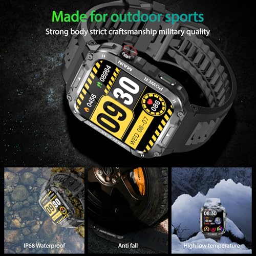 Military Smart Watch for Men with Call Function,Fitness Smartwatch for Android Phones and iPhone,Waterproof Fitness Tracker with Blood Oxygen/Heart Rate/Sleep/100+ Sport Modes, Watches for Men
