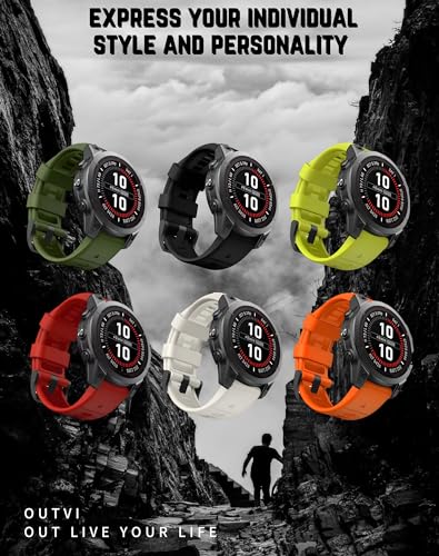 OUTVI 22mm watch band for garmin fenix 5 6 7 pro Sapphire Solar Forerunner 965 955 935 745 epix Pro Gen 2 47mm only soft silicone quick fit 22 watch bands replacement for men women Black