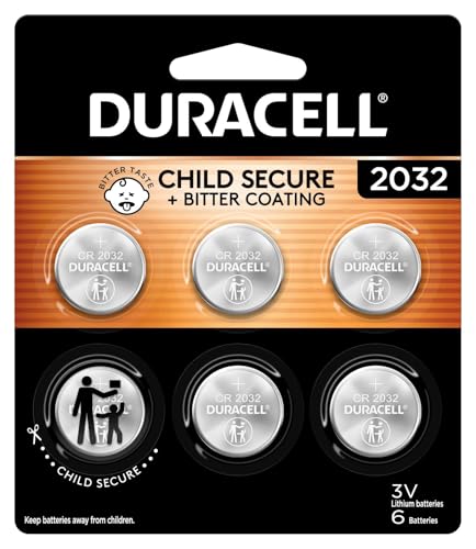Duracell 2032 Lithium Battery, 6 Count, AirTag & Key Fob, CR2032 3V Cell