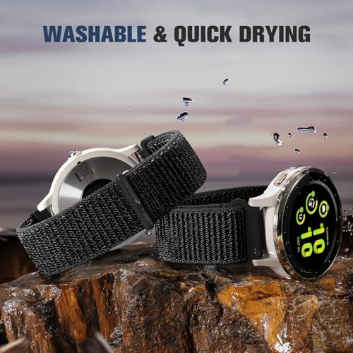 20mm Nylon Band Compatible with Garmin Vivoactive 5 Watch Bands,Soft Quick Release Strap Breathable for Vivoactive 3/Vivoactive 6/Venu Sq/Sq 2/Sq Music/2 Plus,Approach S50/S40/S44/S70 42mm Women Men