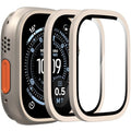 Suoman 2-Pack for Apple Watch Ultra 3/2/1 49mm Case, Waterproof Ultra-Thin Full Coverage Metal Tempered Glass Screen Protector Cover Case -Original