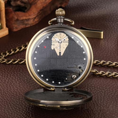 FUNGORGT Bronze Pocket Watch Chain with Vintage Pocket Watches for Men *Sky City* Musical Pocket Watch Fathers Day/Birthday/Christmas Gifts