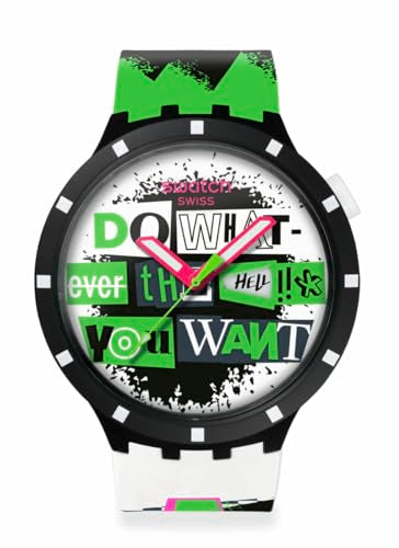 Swatch Big Bold Bioceramic Unisex Watch Casual Polymer Black Automatic Waterproof Lash Out