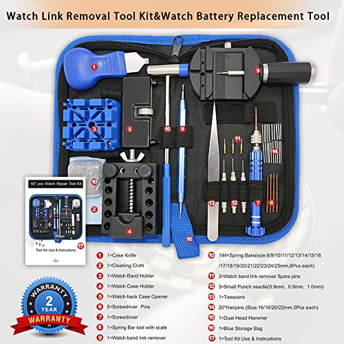 Professional Watch Repair Kit, GLDCAPA Watch Battery Replacement Kit, Watch Repair Tools with Carrying Case, Watch Link Removal Tool Kit, Watch Case Opener, Watch Press Set with 60pcs Watch Battery