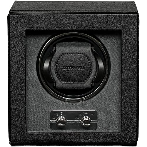 ROTHWELL Single Watch Winder for Automatic Watches with Quiet Motor with Multiple Speeds and Rotation Settings (Black/Grey)