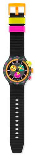 Swatch Big Bold Chrono Unisex Casual Watch Polymer Black Quartz Water Resistant Swatch NEON SEPPIA