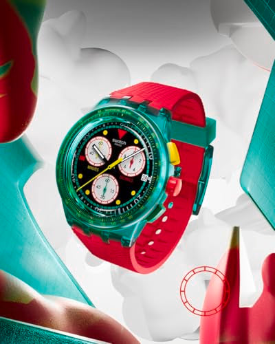 Swatch Chrono 42 Unisex Casual Watch Polymer Green Quartz Water Resistant Swatch NEON Emerald Chrono