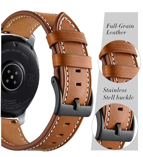 Olytop Quick Release Leather Watch Band - Choice of Width -20mm 22mm Watch Bands, Top Layer Cowhide Leather Watch Straps Replacement Wristband for Men Women, Black+Brown