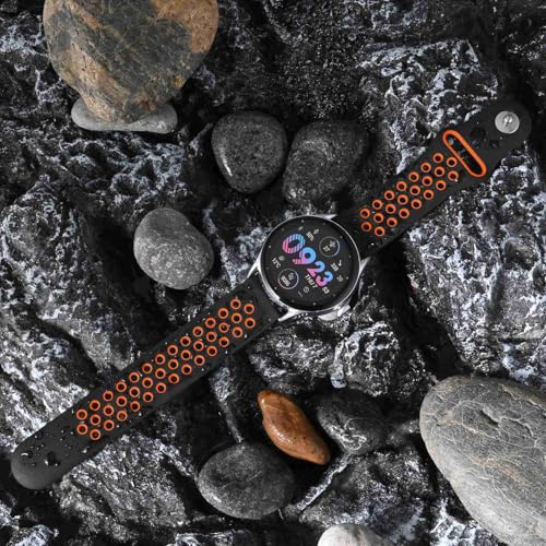 BISONSTRAP Watch Bands for Men and Women, Ventilated Silicone Watch Straps, Quick Release Sport Loop Band, 22mm, Black/Orange