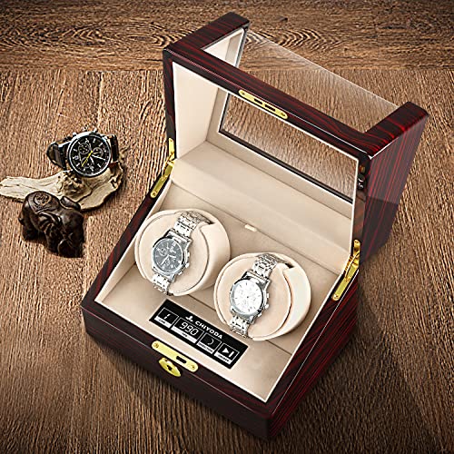 CHIYODA Dual Watch Winder for Automatic Watch, Men's and Women's Watches with 2 Mabuchi Motors, LCD Control Touch Screen, Perfect Display for Home and Office
