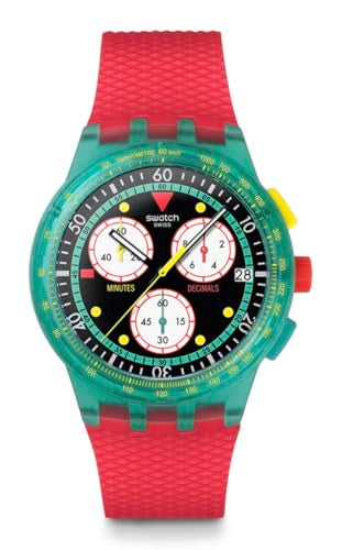 Swatch Chrono 42 Unisex Casual Watch Polymer Green Quartz Water Resistant Swatch NEON Emerald Chrono