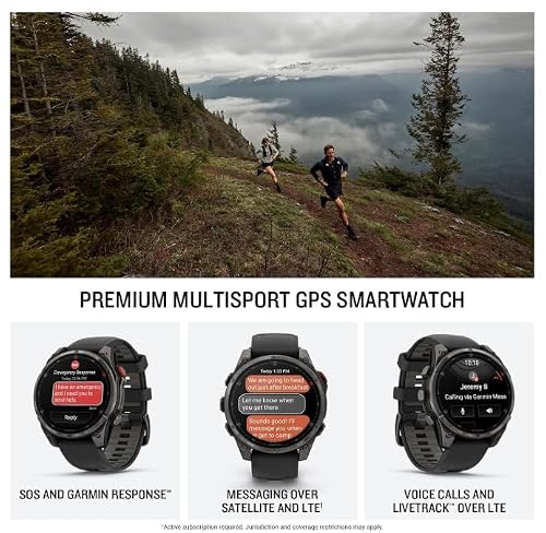 Garmin Fenix 7 Pro Solar Sapphire Multisport GPS Smartwatch, Titanium, Fog Gray/Ember Orange with Wearable4U E-Bank Bundle 47 x 47 x 14.5 mm