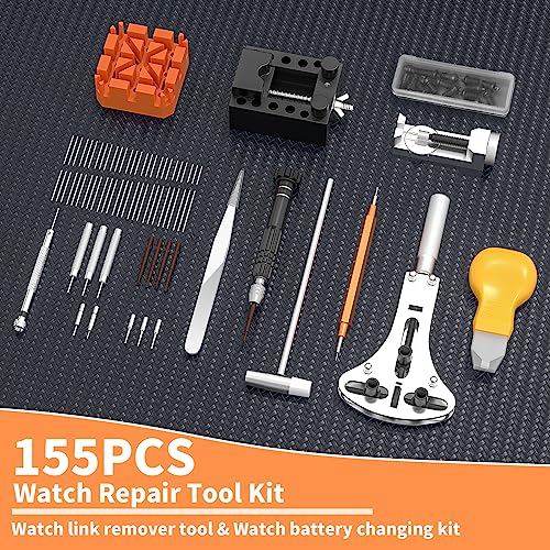 Watch Link Removal Kit, BYNIIUR Watch Repair Kit, Watch Case Opener Spring Bar Tools, Watch Battery Replacement Tool Kit, Watch Band Link Pin Tool Set with Carrying Case and Instruction Manual