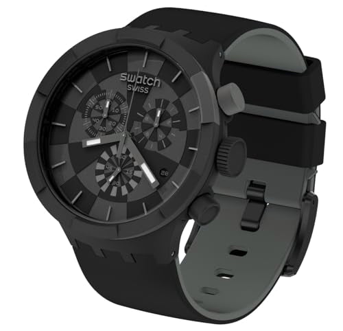 Swatch Big Bold Chrono Unisex Watch Casual Plastic Black Automatic Waterproof Checkpoint Black