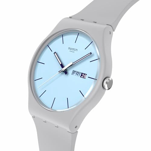 Swatch New Gent Biosourced Unisex Watch Casual Polymer Grey Quartz Waterproof Blueberry Sky
