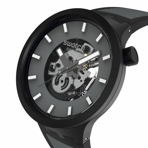 Swatch Big Bold Biosourced Lacquered Unisex Watch Casual Polymer Black Automatic Waterproof Past The Horizon